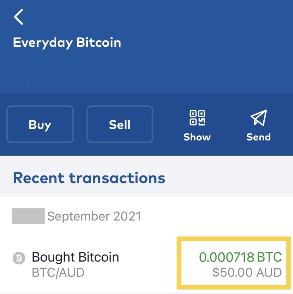 Purchased 50 dollars Btc