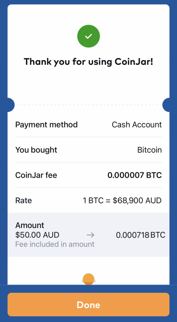 BTC Cash Purchase